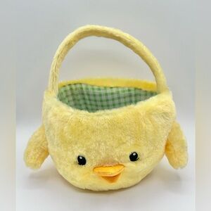 DAN DEE Chick Easter Plush Basket Yellow Lined Fabric 11"